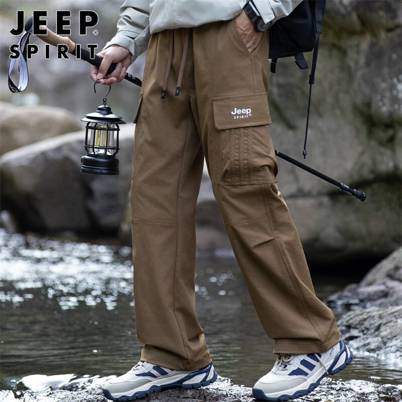 JEEP SPIRIT Men's Spring and Summer Loose Casual Pants Men's Wide-Leg Cargo Pant...