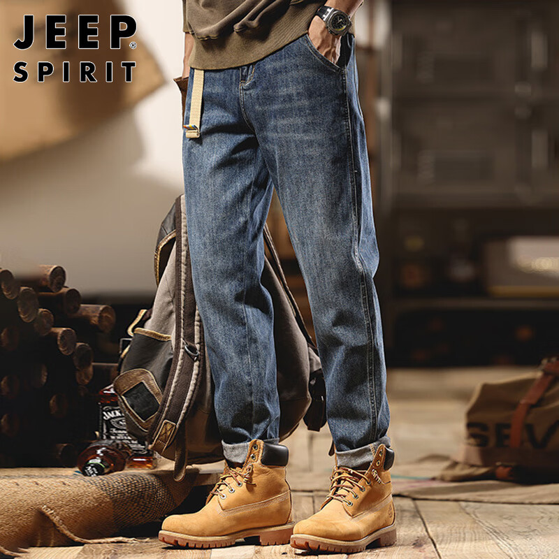 JEEP SPIRIT Men's Jeans, Spring And Summer, Loose Straight-Leg Casual Trousers,...