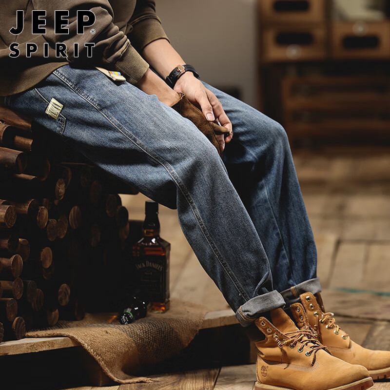 JEEP SPIRIT Men's Jeans, Spring And Summer, Loose Straight-Leg Casual Trousers,...