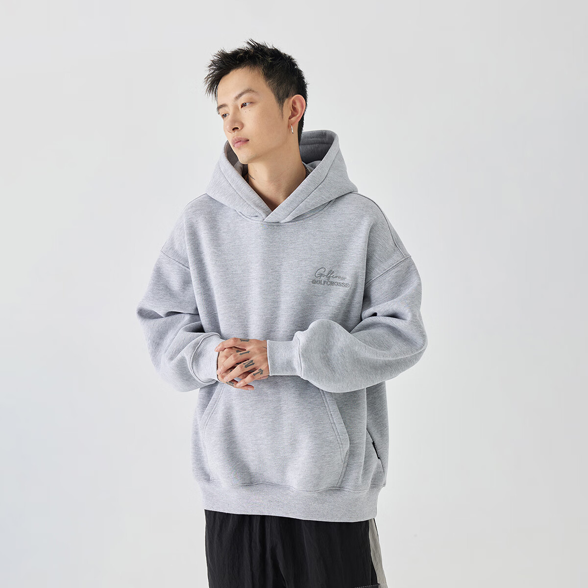 GOLFCROSS Minimalist Letter Embroidery Hoodie Unisex Spring Autumn Hooded Sweats...