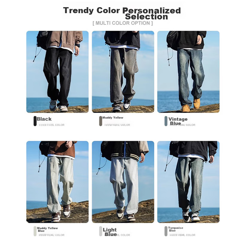 Homlean Street Retro Jeans for Men, Winter Season, Niche Trendy American-Style V...