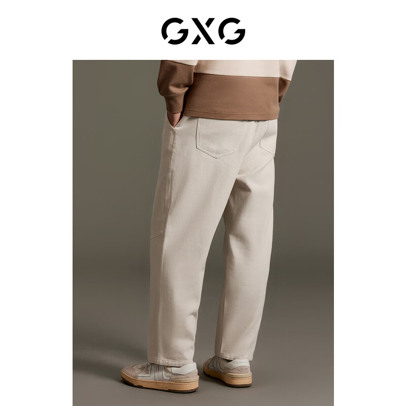 GXG Men's Fashion Mall Same Style Light Beige Straight Jeans Fall 23 Light Beige...