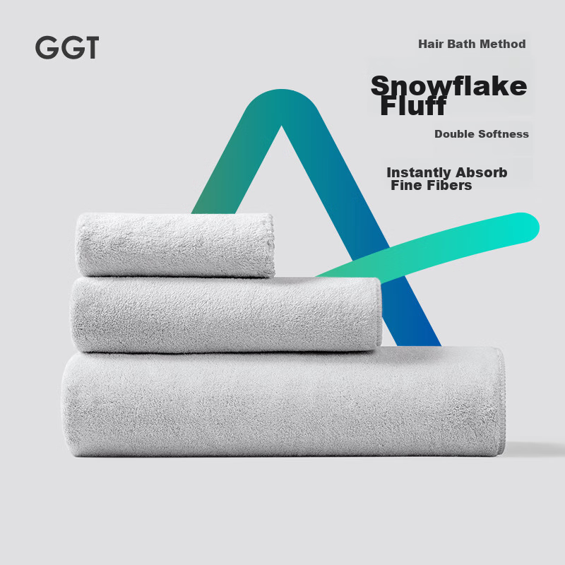 GGT Snowflake Velvet Bath Towel Set of Two, High-Quality Absorbent Quick-Drying...