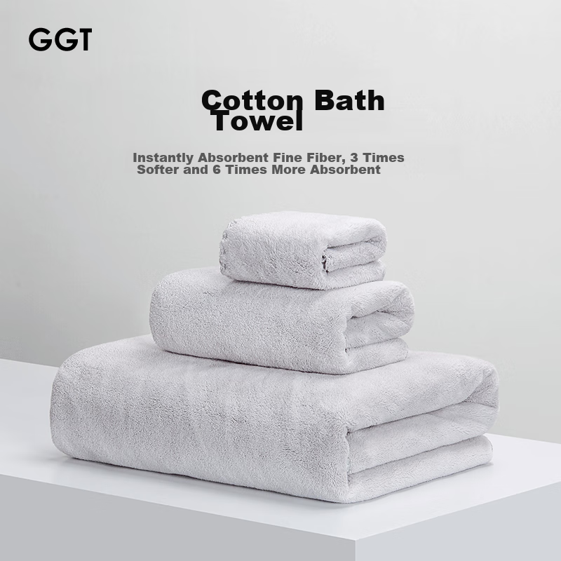 GGT Snowflake Velvet Bath Towel Set of Two, High-Quality Absorbent Quick-Drying...