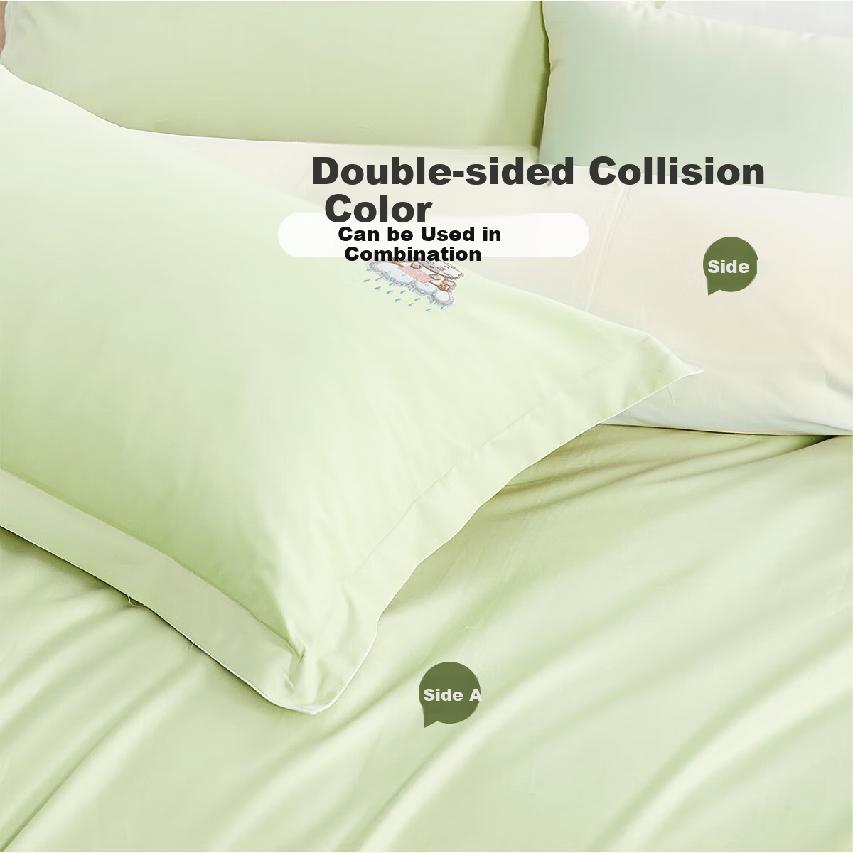 FUANNA Children's A-Class Pure Cotton Four-Piece Set Cartoon Embroidery Full Cot...