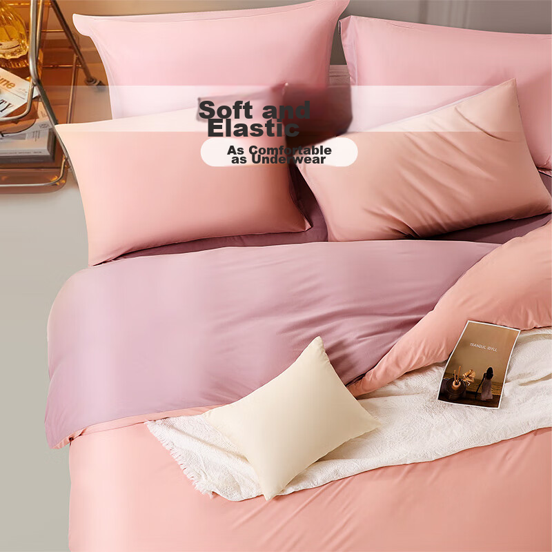 FUANNA Bedding Set, 100% Xinjiang Cotton, Cream-Colored Knitted Cotton Bed Sheet...