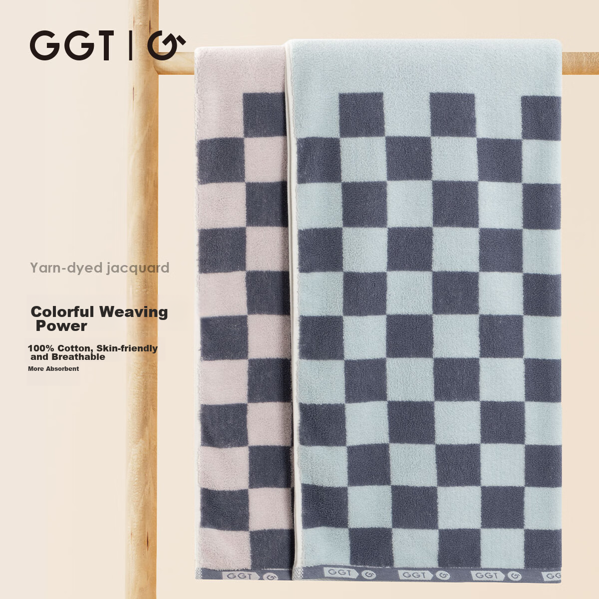 GGT Japanese Adult Bath Towel, Class A Pure Cotton, Soft, Absorbent, Quick-Dryin...