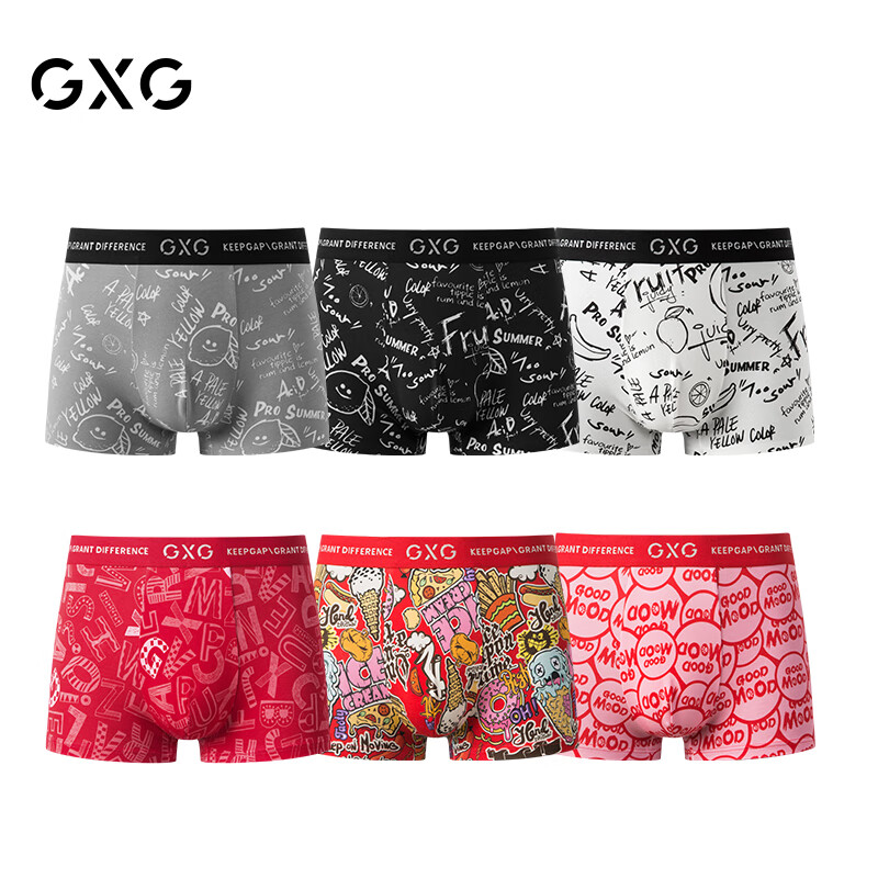 GXG Men's Single Blue Printed Cartoon Underwear Boxer Briefs, 2024 Spring/summer...