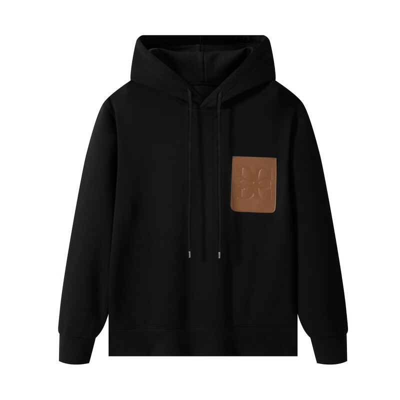 GXG Men's Clothing, 2024 Multi-Color Leather Pocket Hoodie, Black, 180/XL