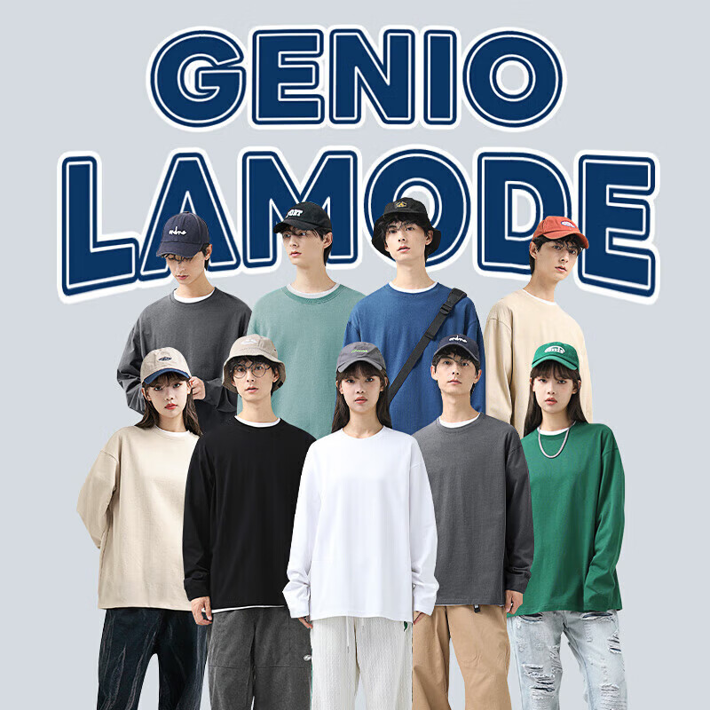 GENIOLAMODE Men's Simple Casual Round Neck Long Sleeve T-shirt Pure Cotton Youth...