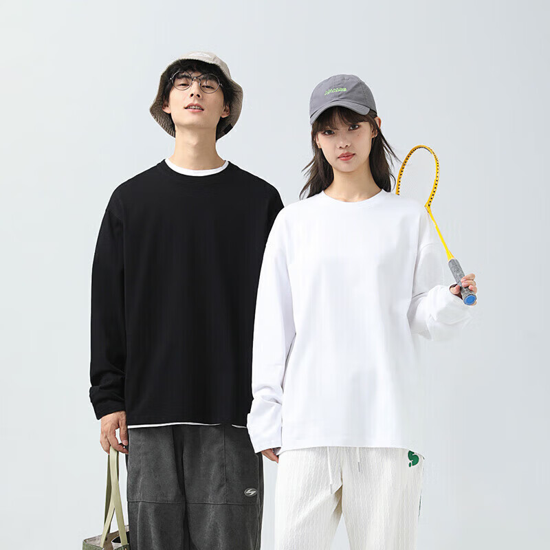 GENIOLAMODE Men's Long Sleeve T-Shirt, Simple Casual Round Neck, Pure Cotton, Yo...