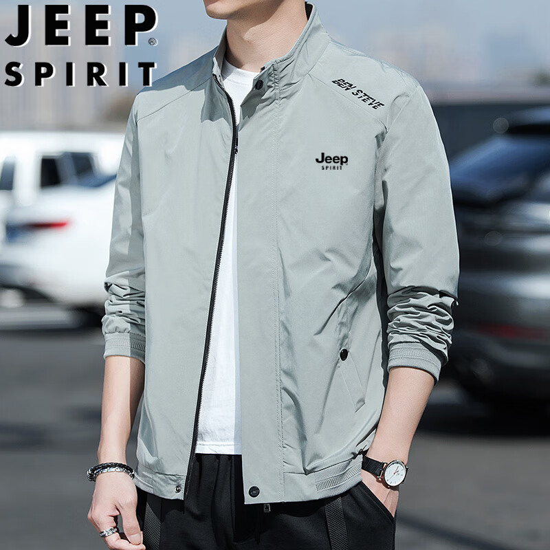 JEEP SPIRIT Men's Spring and Autumn Jacket Stand Collar Outdoor Business Casual...