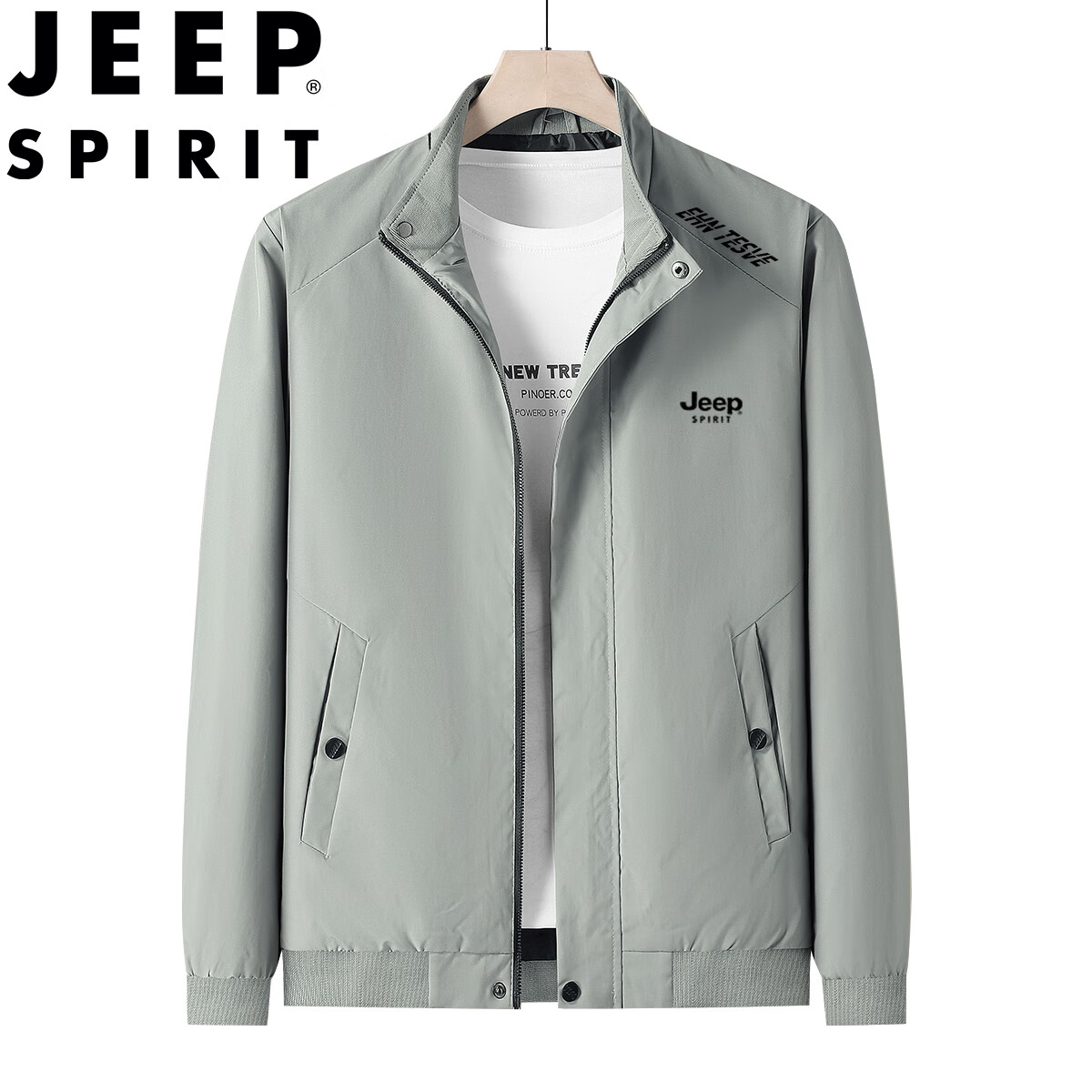 JEEP SPIRIT Men's Spring and Autumn Jacket Stand Collar Outdoor Business Casual...