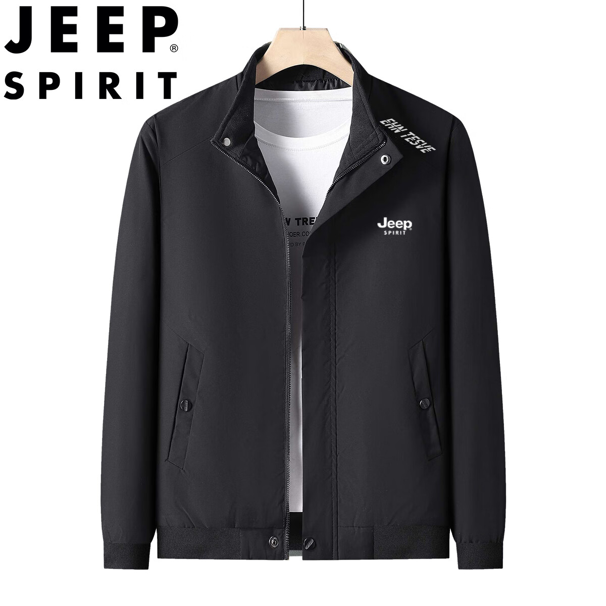 JEEP SPIRIT Men's Spring and Autumn Jacket Stand Collar Outdoor Business Casual...