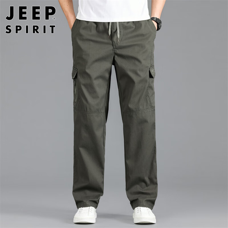 JEEP SPIRIT Men's Cargo Pants, Loose-Fitting, Straight-Leg Casual Trousers for A...