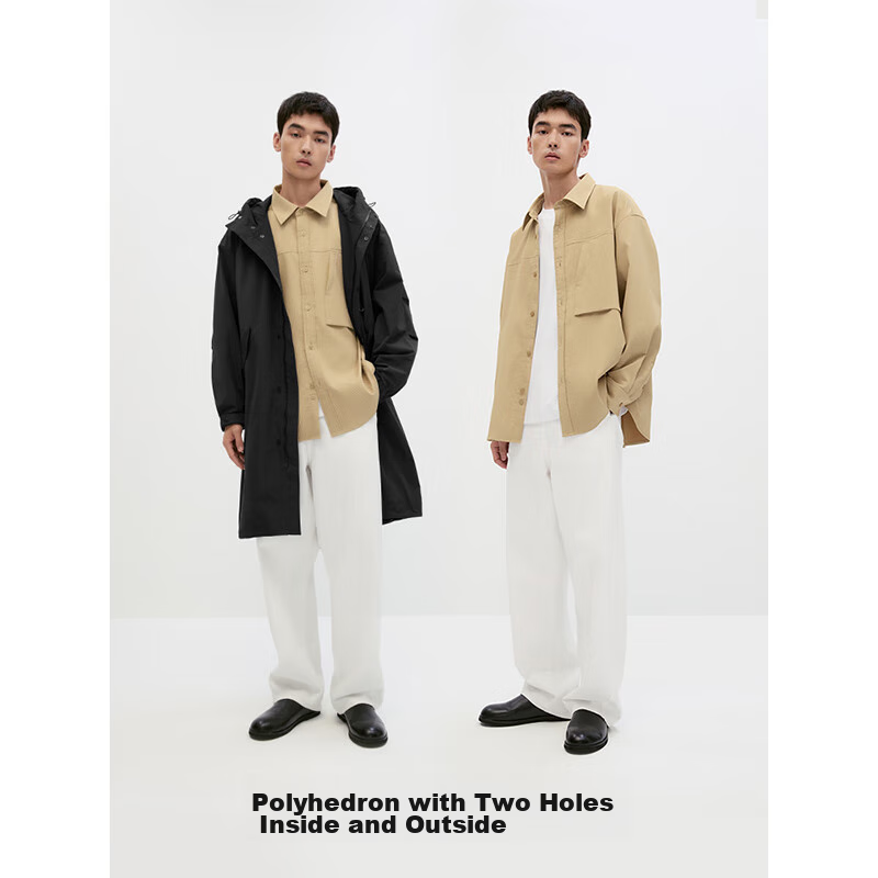 GXG Men's Clothing 2024 Pocket Design Groove Fabric Long-Sleeve Shirt, Black, 17...