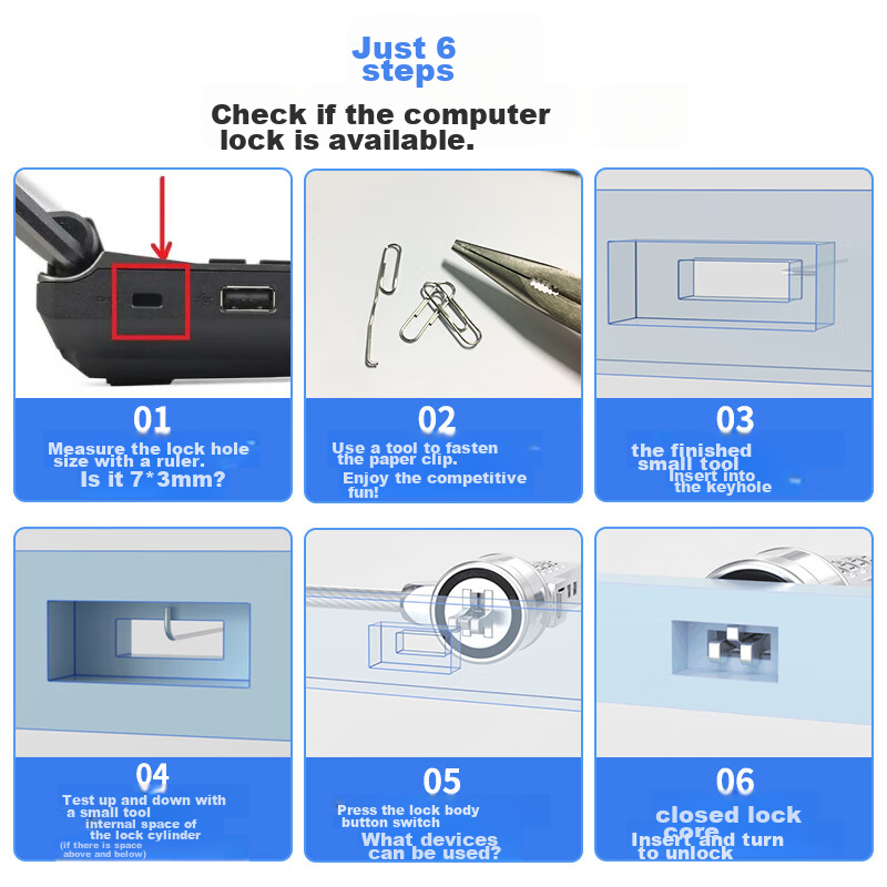 HAILE Laptop Lock, Anti-Theft Security Password Lock, Standard Lock Hole, Compat...