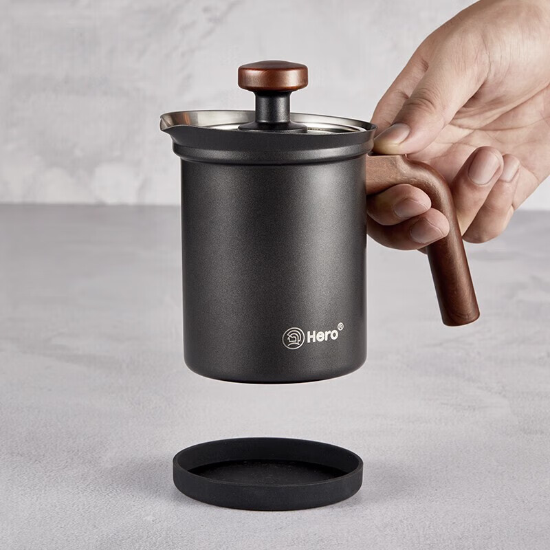 Hero Milk Frother, Teflon Stainless Steel Double-Layer Manual Milk Frother, Coff...