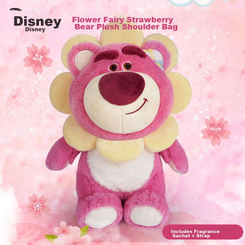 Disney Flower Fairy Strawberry Bear Crossbody Bag Plush Doll Ornament, Gift for...