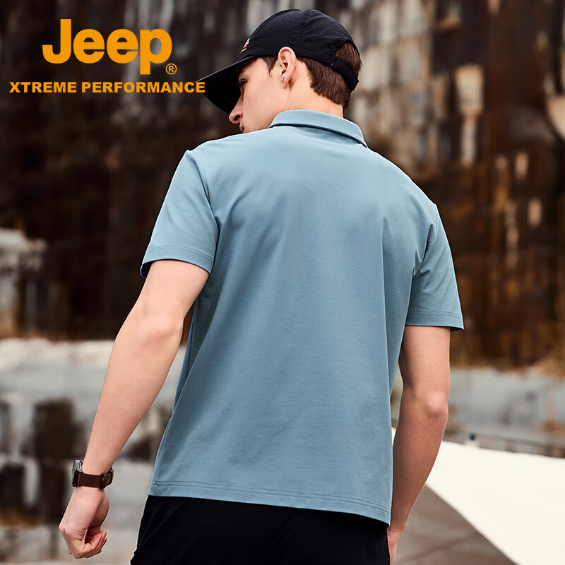 Jeep Quick-Dry Polo Shirt for Men, UPF40+ Sun Protection Short-Sleeve T-Shirt, M...