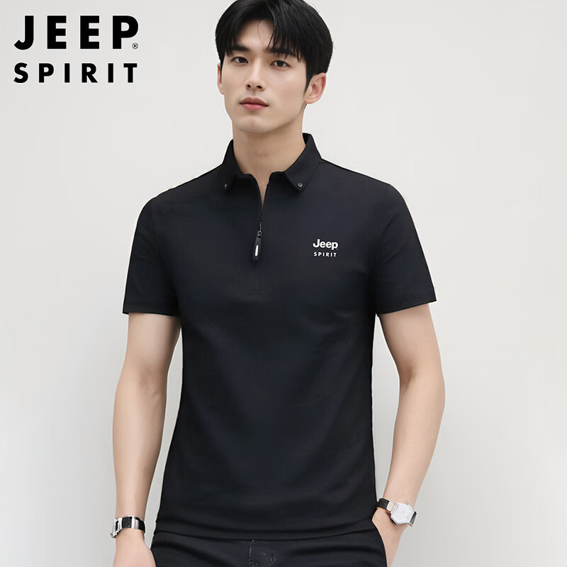 JEEP SPIRIT Men's Short Sleeve T-shirt Summer Korean Style Solid Color POLO Coll...