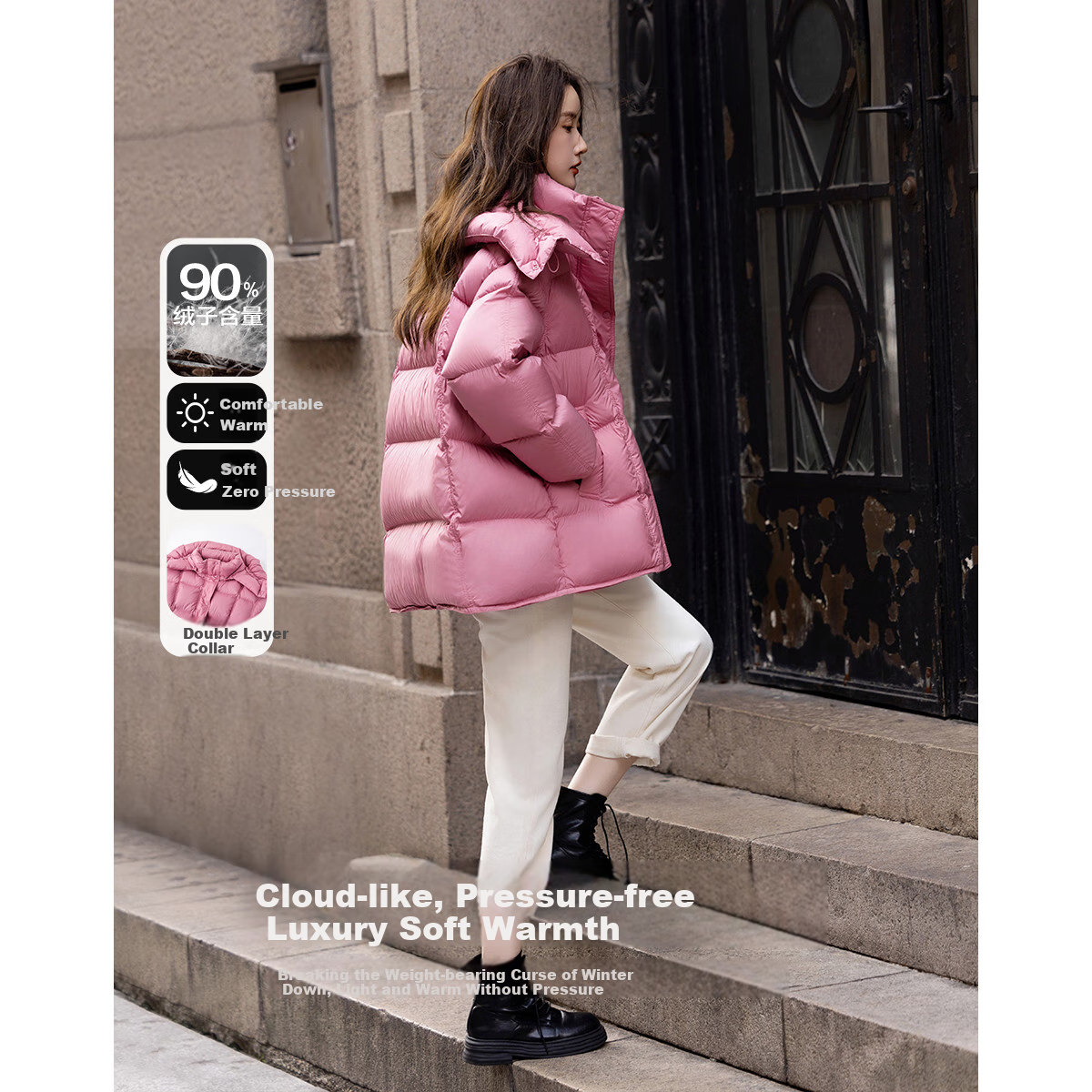 Demana Winter Warm 90% Duck Down Puffer Jacket with Drawstring, Short Women's do...