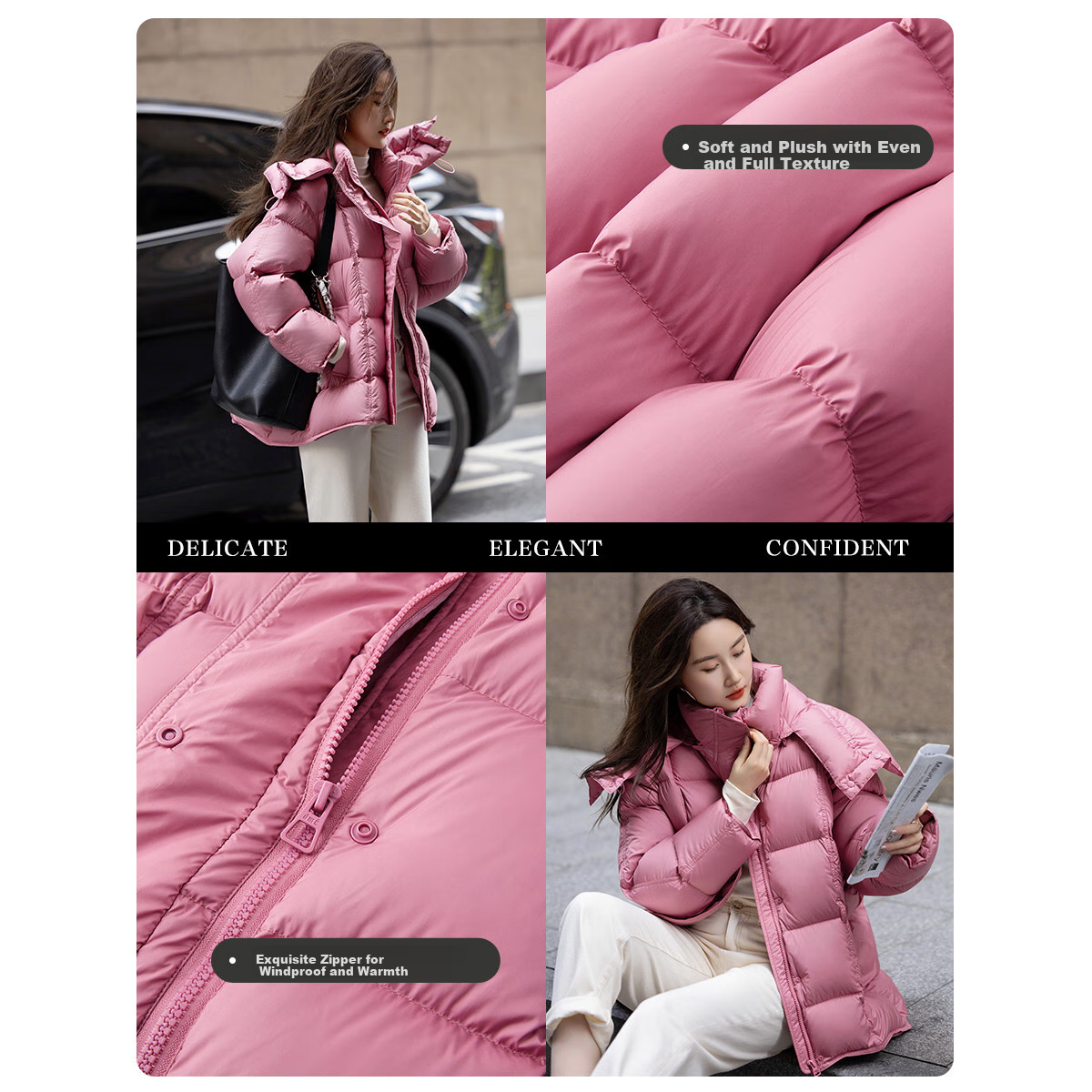 Demana Winter Warm 90% Duck Down Puffer Jacket with Drawstring, Short Women's do...