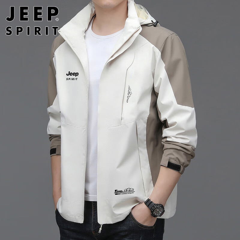 JEEP SPIRIT Men's Jacket, Autumn And Winter Windproof Coat for Men And Women, Wh...
