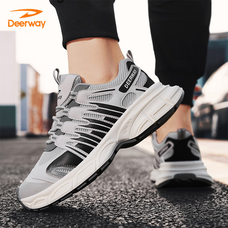 DEERWAY Men's Sports Shoes 2025 Spring/Summer Thick-soled Casual Dad Shoes Men G...