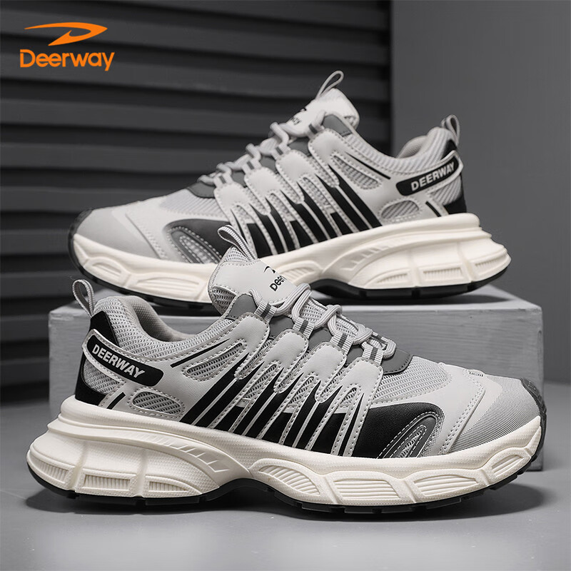DEERWAY Men's Sports Shoes 2025 Spring/Summer Thick-soled Casual Dad Shoes Men G...