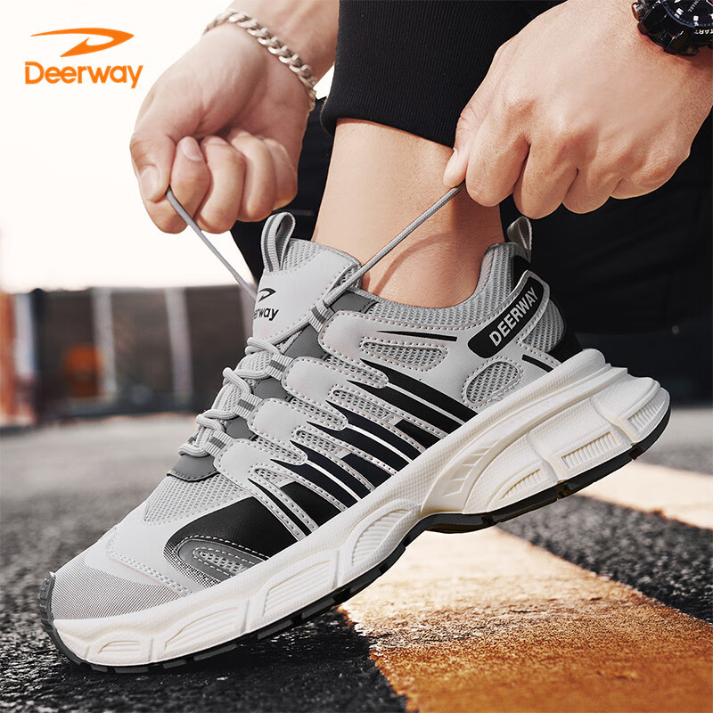DEERWAY Men's Sports Shoes 2025 Spring/Summer Thick-soled Casual Dad Shoes Men G...