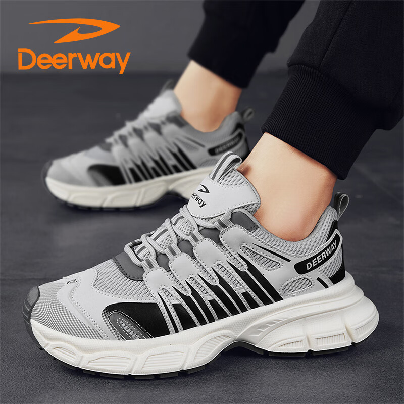 DEERWAY Men's Sports Shoes 2025 Spring/Summer Thick-soled Casual Dad Shoes Men G...