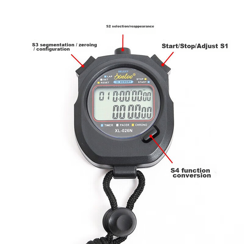 Gedon Stopwatch Timer, Electronic Counter, 2 Rows 10 Lanes, for Competitions, Sp...
