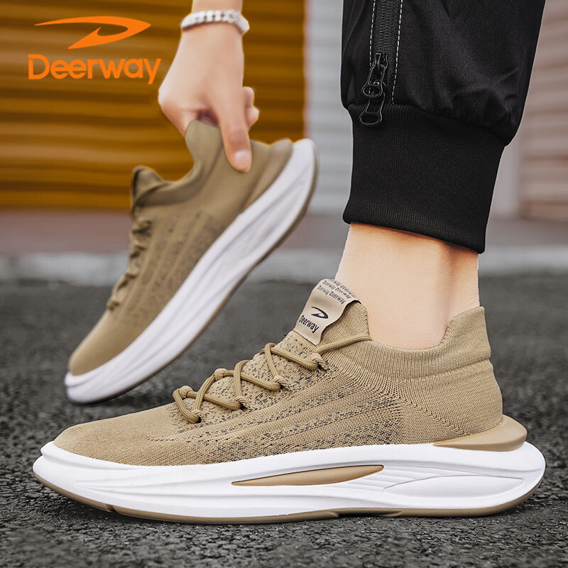 DEERWAY Men's Shoes 2025 Summer Dad Shoes Men's Thick-soled Breathable Fashion S...