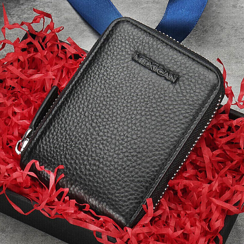 Daocaoren Men's Card Holder with Anti-Theft Function, Top-Grain Leather Business...