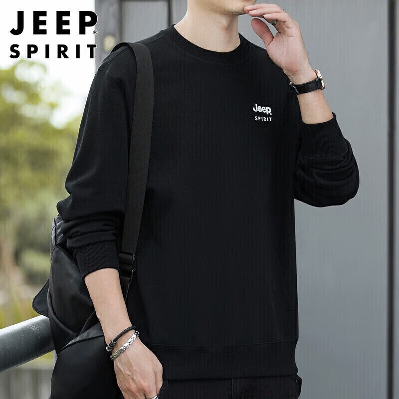 JEEP SPIRIT Men's Sweatshirt, Spring And Summer Top, Men's Round Neck Undershirt...