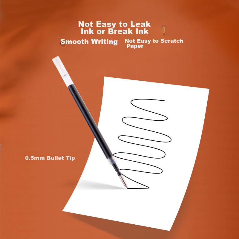 Deli 0.5mm Retractable Gel Pen Refills, Large Capacity Long-Lasting Extended Cap...