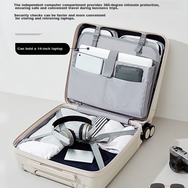 Hanke Luggage Suitcase for Men And Women, Carry-On Travel Case, 16-Inch Ivory Wh...