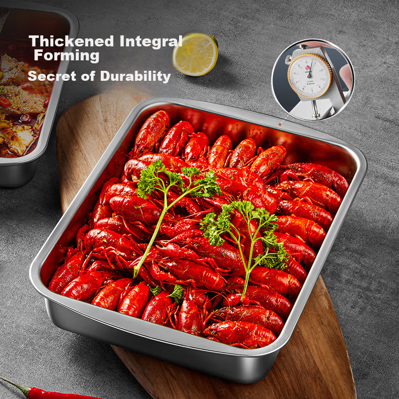 Chuidahuang 304 Stainless Steel Lobster Plate, Household Rectangular Serving Tra...
