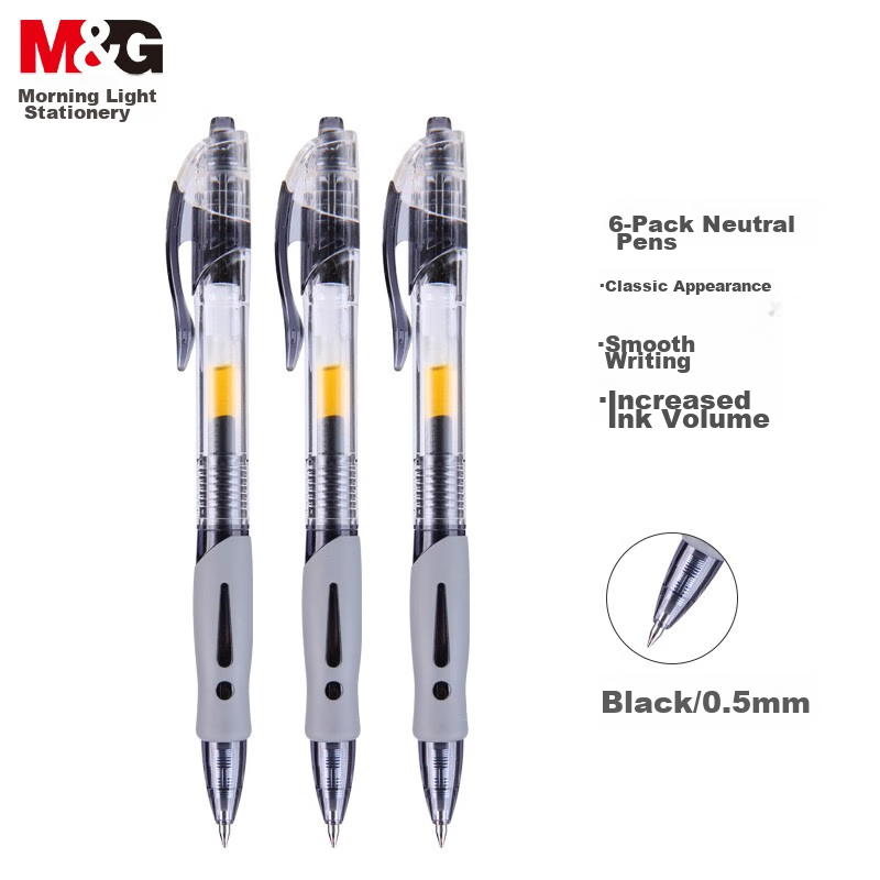 M&G (M&G) Stationery GP1008/0.5mm Black Neutral Pen with Click Bullet Tip Signat...