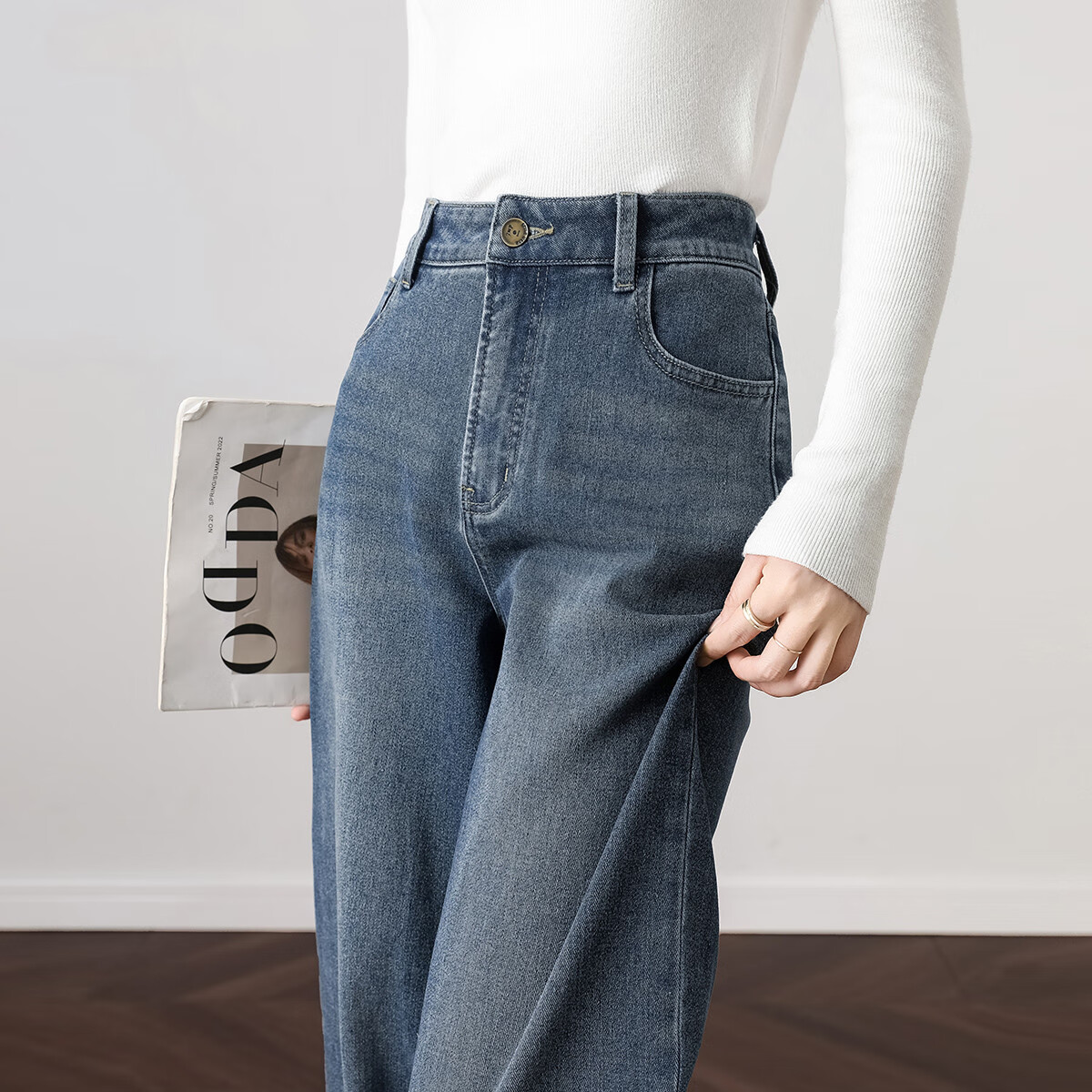 DME Autumn Cool Street Style Vintage Bleached Straight Leg Comfortable Wide Leg...