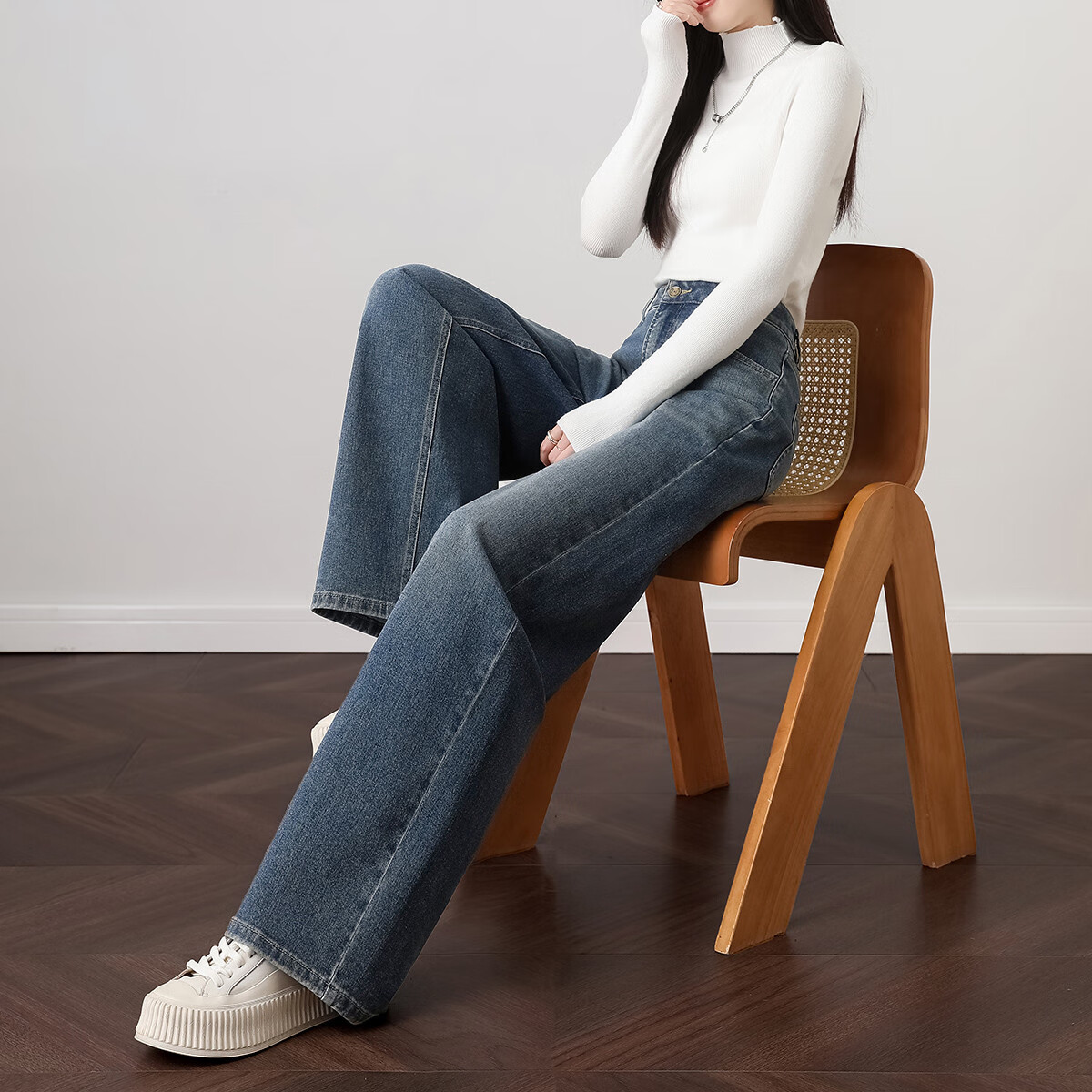 DME Autumn Cool Street Style Vintage Bleached Straight Leg Comfortable Wide Leg...