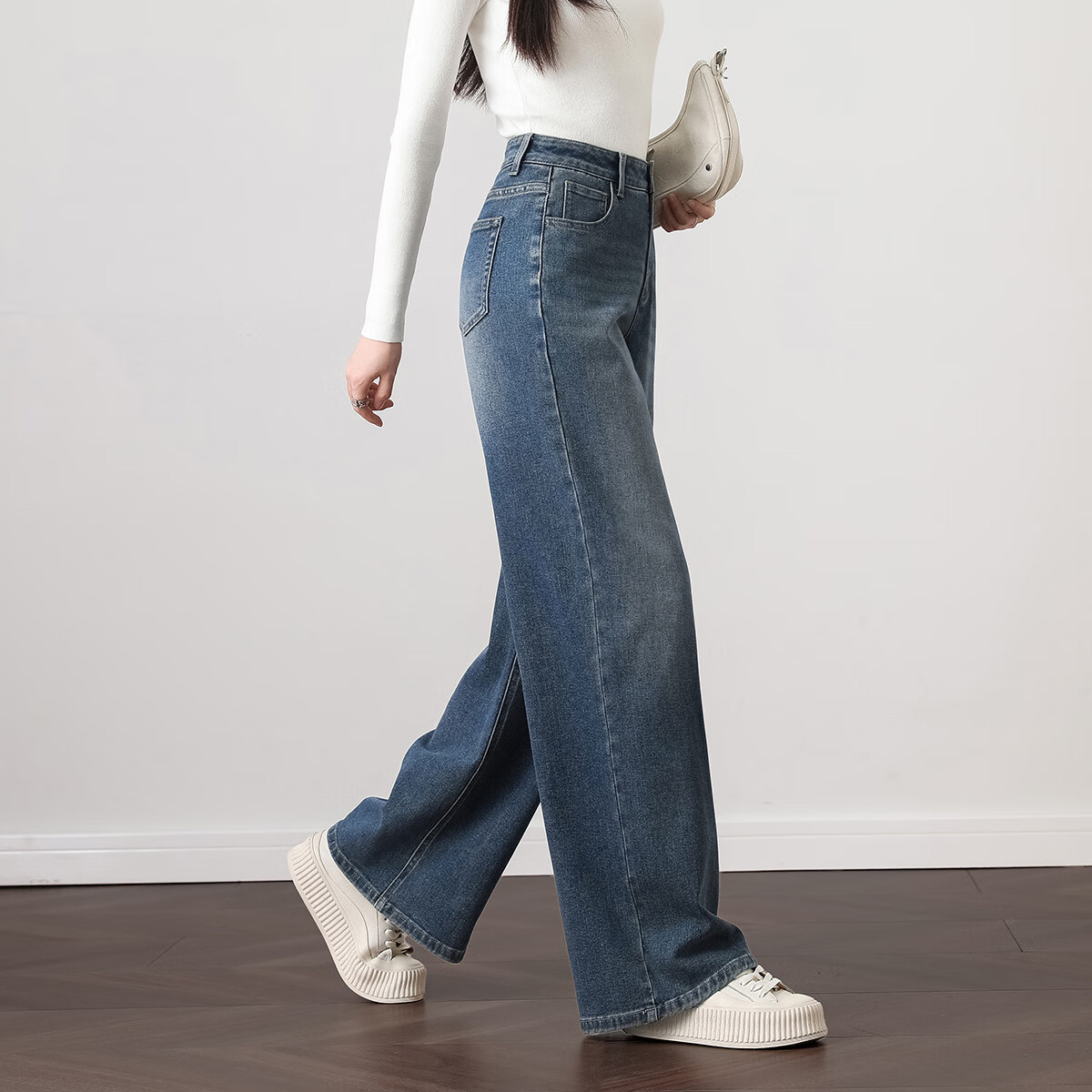 DME Autumn Cool Street Style Vintage Bleached Straight Leg Comfortable Wide Leg...