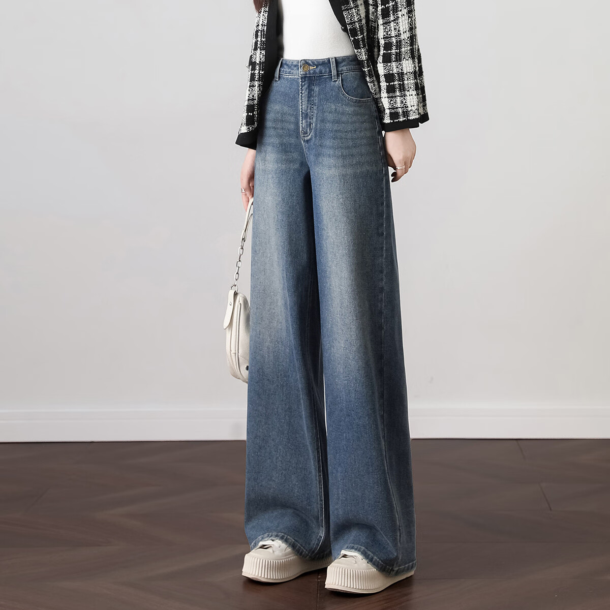 DME Autumn Cool Street Style Vintage Bleached Straight Leg Comfortable Wide Leg...