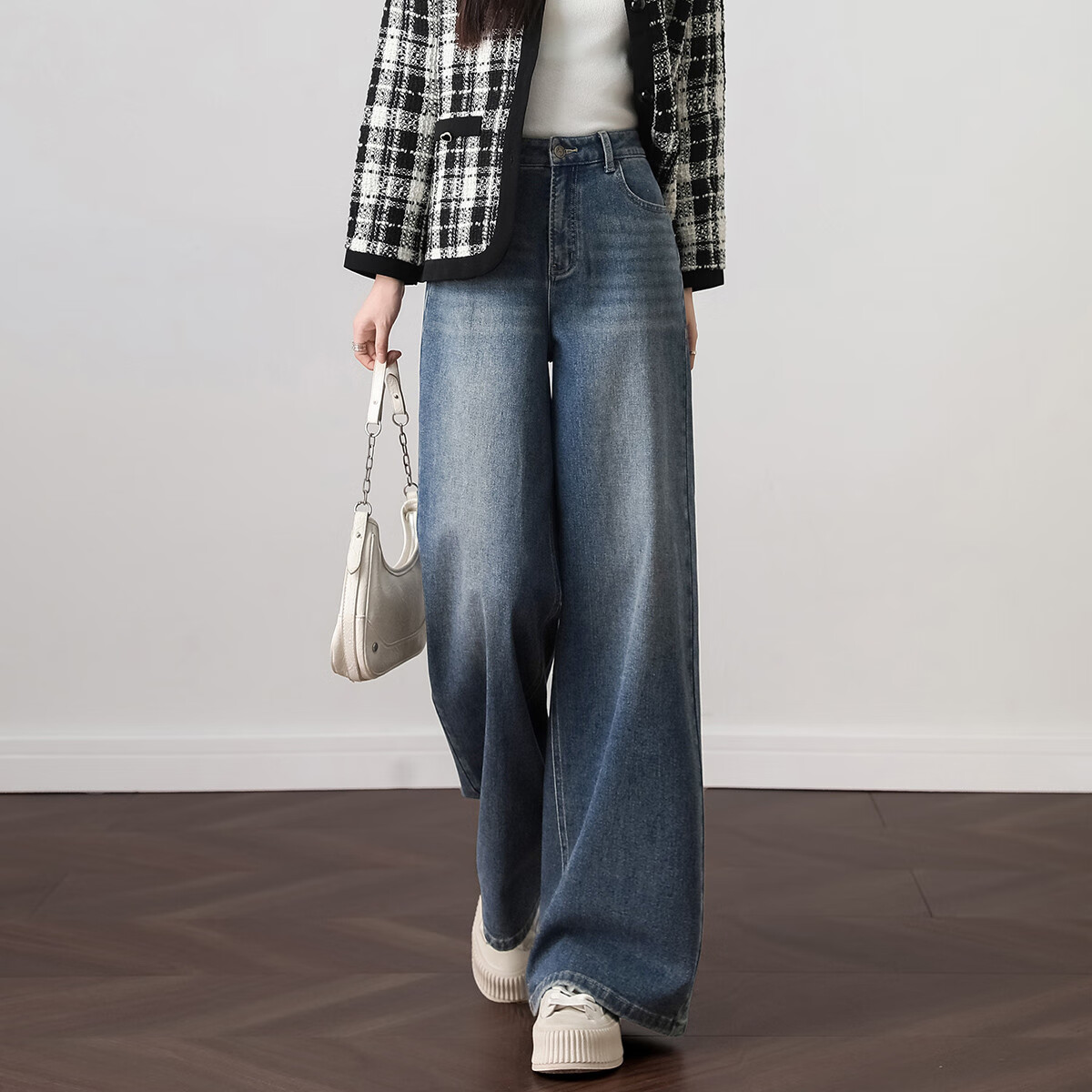 DME Autumn Cool Street Style Vintage Bleached Straight Leg Comfortable Wide Leg...