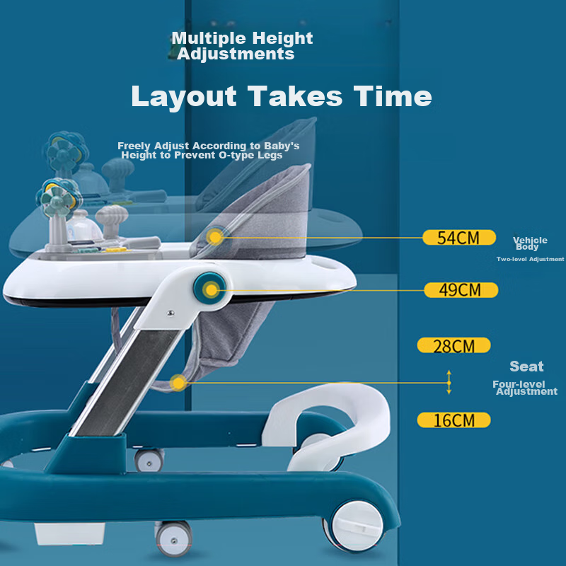 ANGI BABY Baby Walker, Multifunctional Anti-Rollover Pushchair with Music And Li...