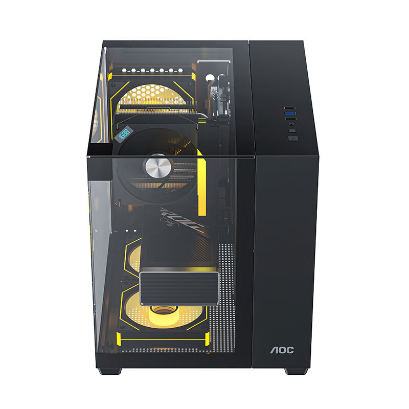 AOC Starry Sea CG389 Black Gaming Computer Case with Sea View House Design, Thre...