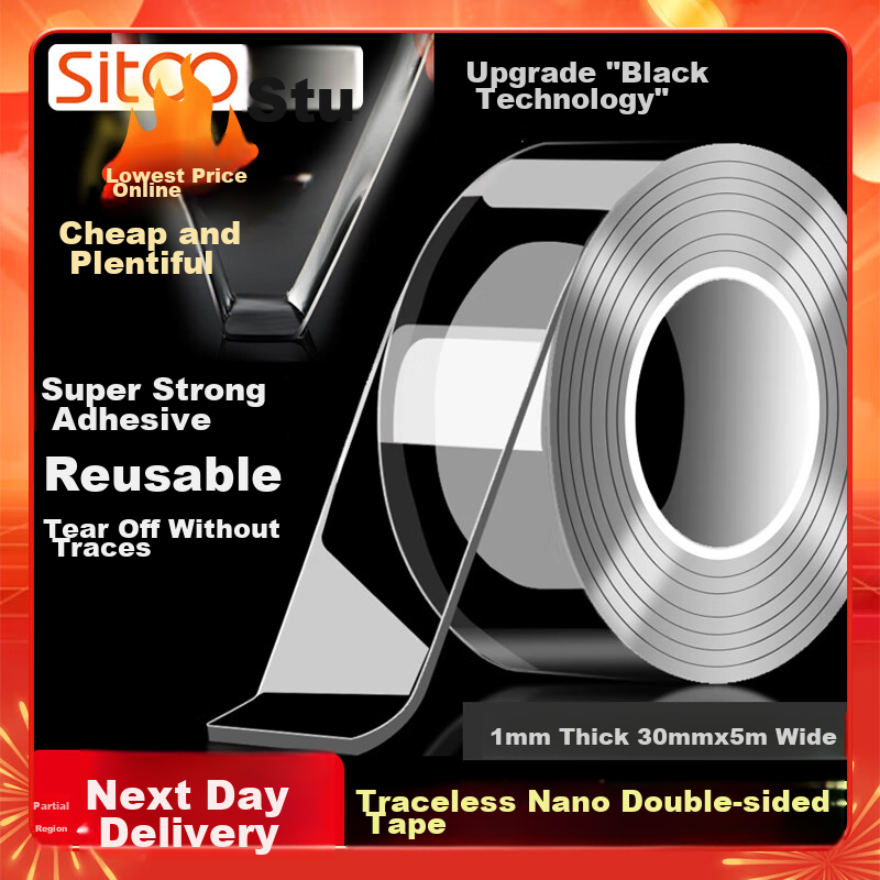 Sitoo Invisible Nano Double-Sided Tape, Transparent Strong Waterproof Adhesive,...
