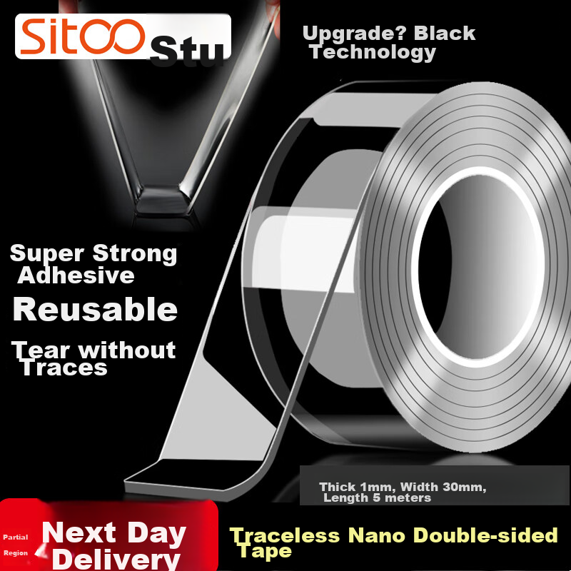 Sitoo Invisible Nano Double-Sided Tape, Transparent Strong Waterproof Adhesive,...
