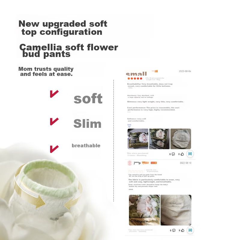 Babycare Camellia Diapers M50 Pieces (6-11kg), Medium Size, Bud-Like Softness, B...